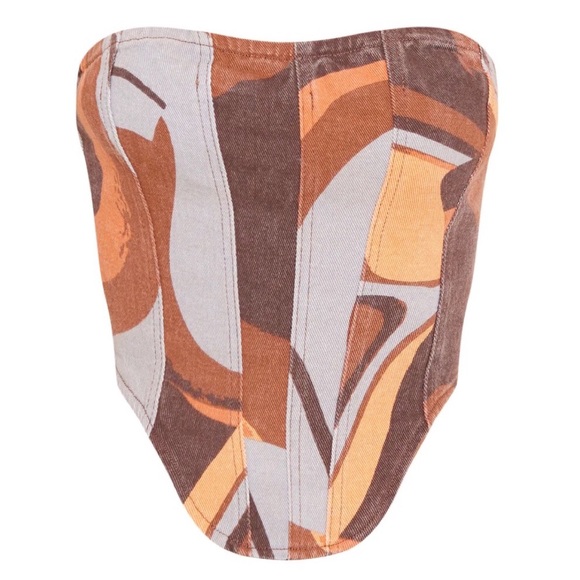 PrettyLittleThing Tops - Prettylittlething Retro Swirl Crop Top in Brown - Size 2